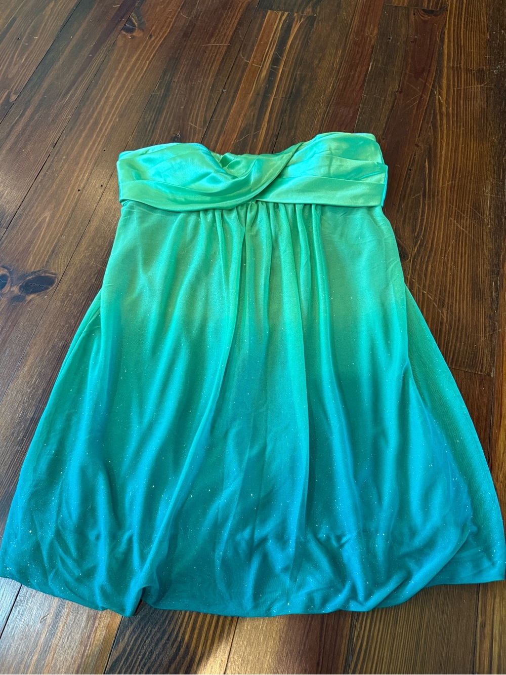 Jump Strapless Mini Dress in Teal Green Gradient